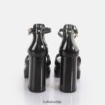 могу укрстити сандале са потпетицом веганске Buffalo црнD02H4J456 |сандале - Слика 6