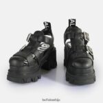 риот травл сандале са потпетицом веганске Buffalo црнD02H4J84 |сандале - Слика 4