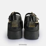 флора на платформи сандале веганске Buffalo црнD02H4J106 |сандале - Слика 5